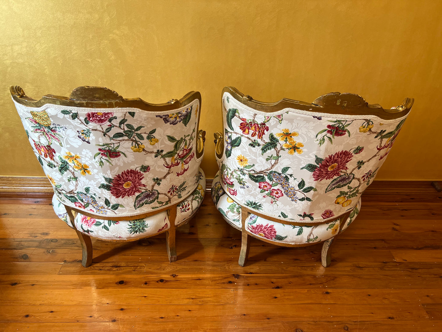 Antique French 24K Gold Gilt Six Piece Lounge & Bedroom Suite