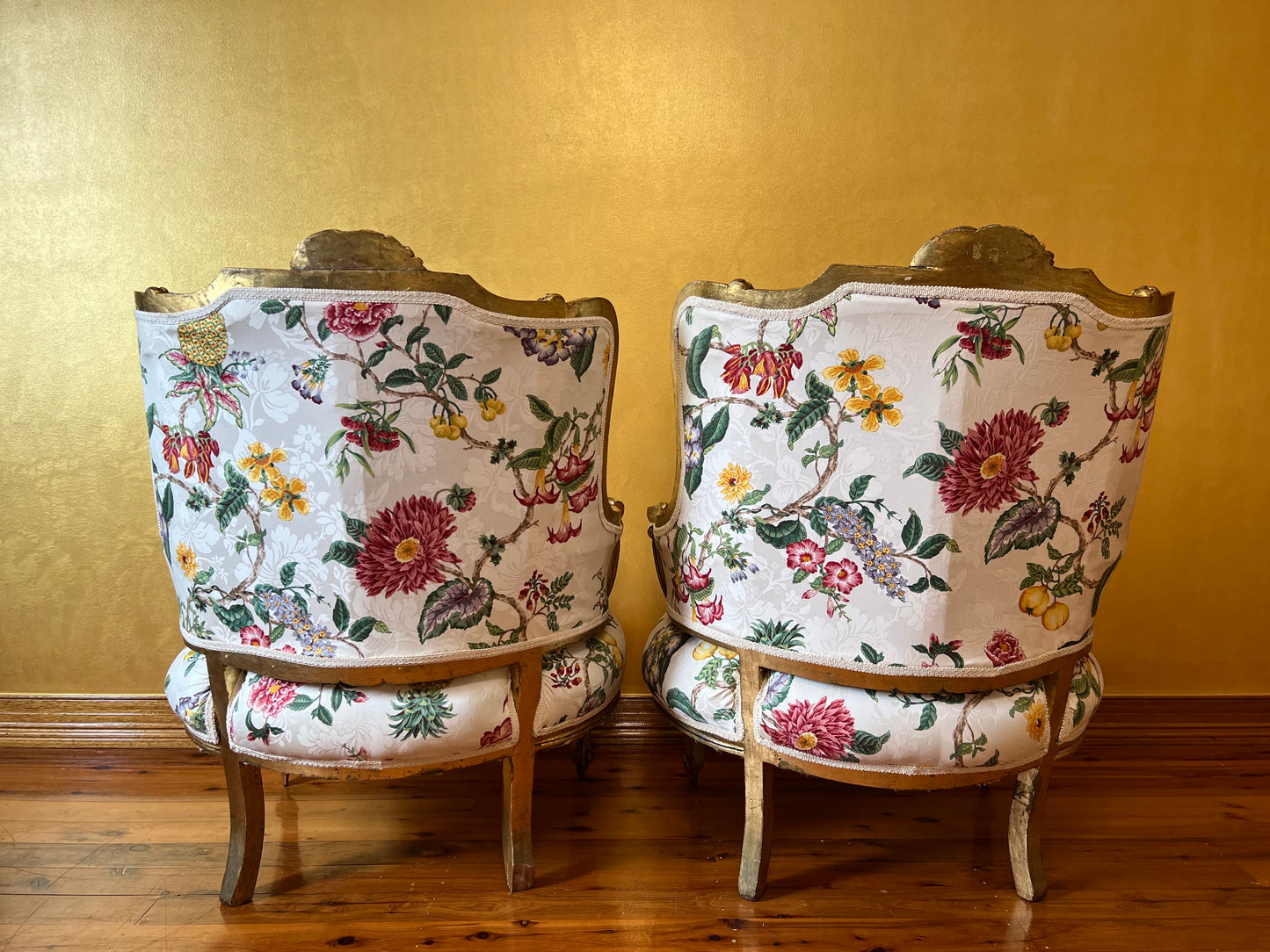 Antique French 24K Gold Gilt Six Piece Lounge & Bedroom Suite