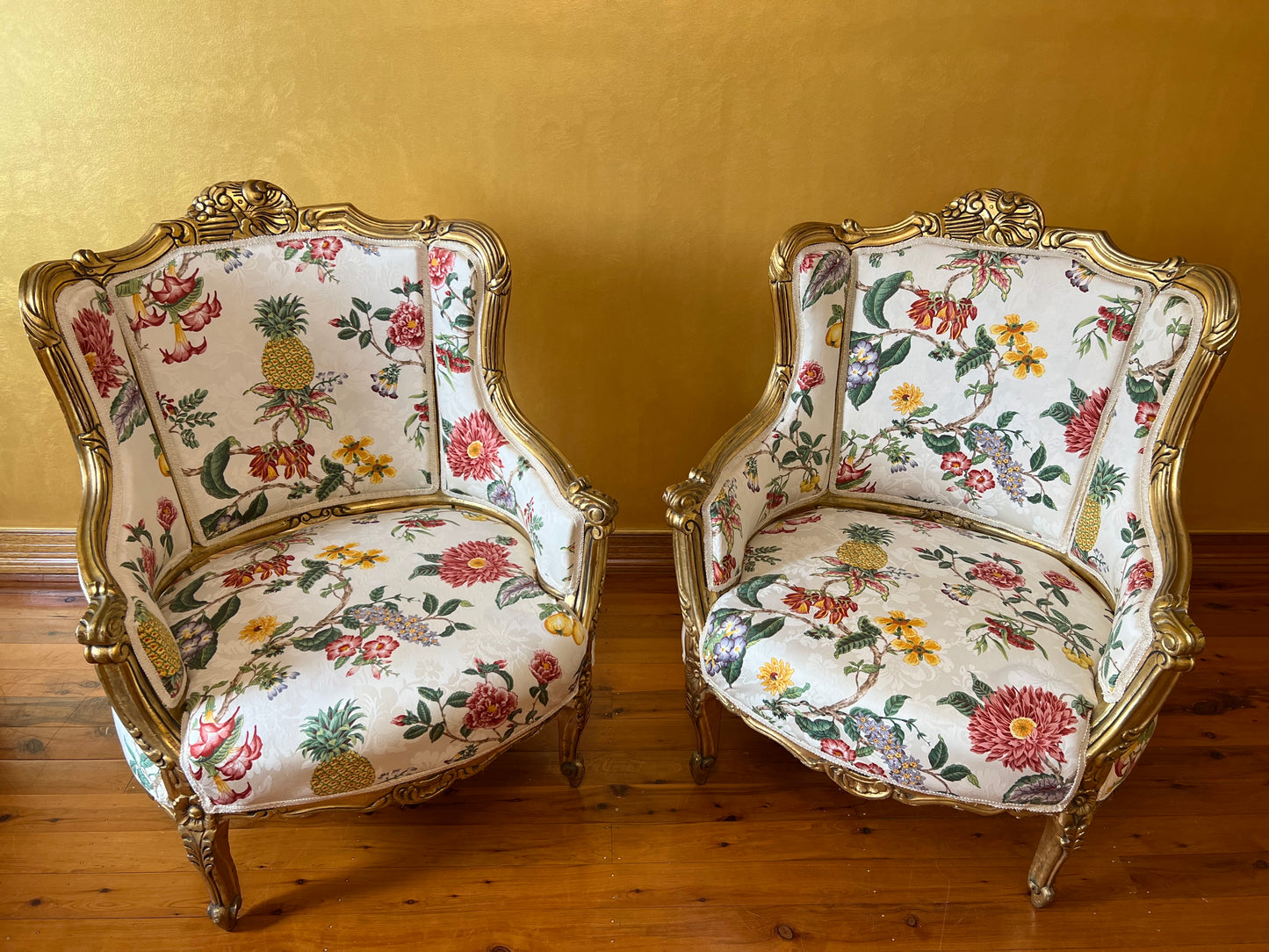 Antique French 24K Gold Gilt Six Piece Lounge & Bedroom Suite