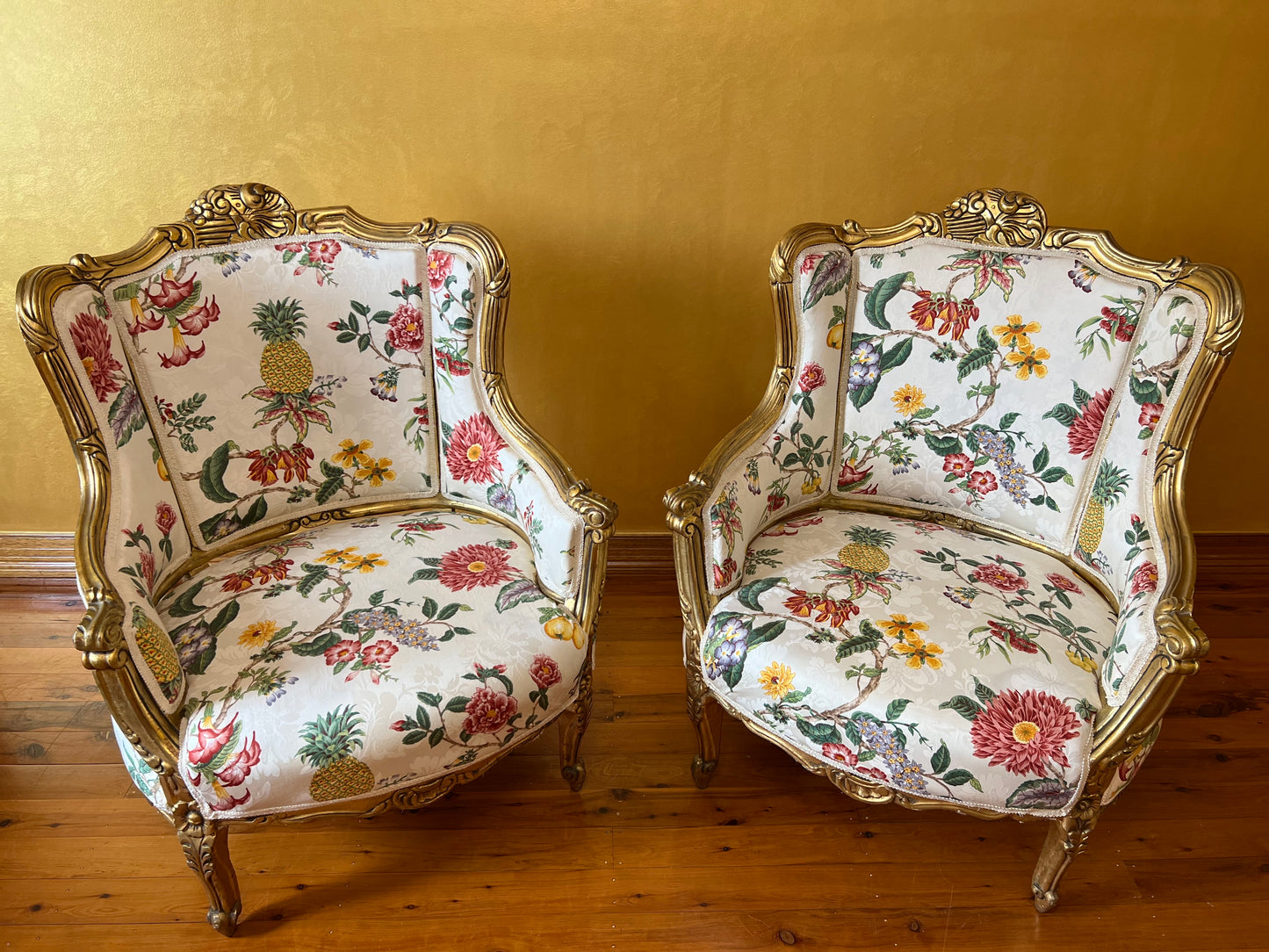 Antique French 24K Gold Gilt Six Piece Lounge & Bedroom Suite