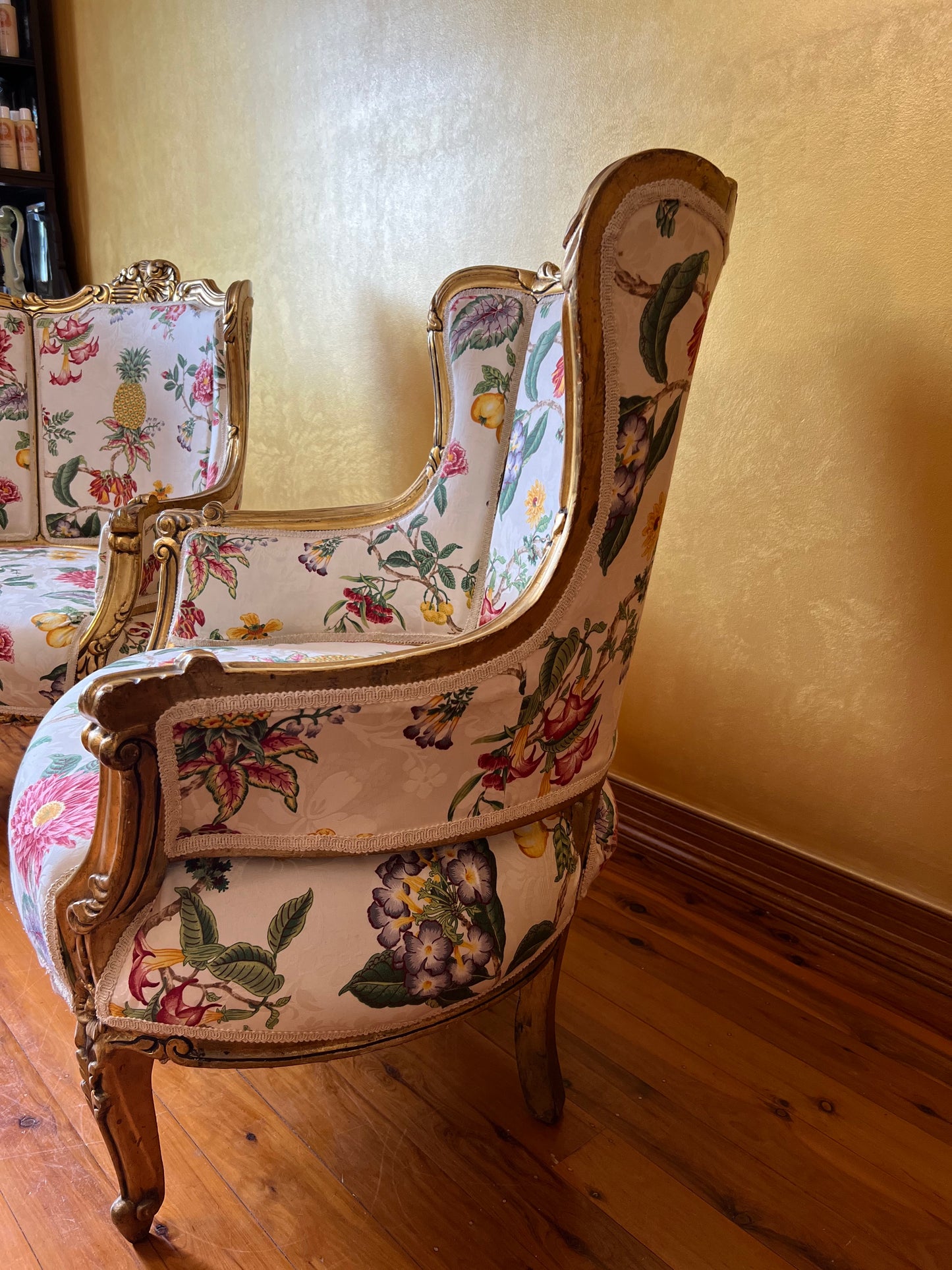 Antique French 24K Gold Gilt Six Piece Lounge & Bedroom Suite