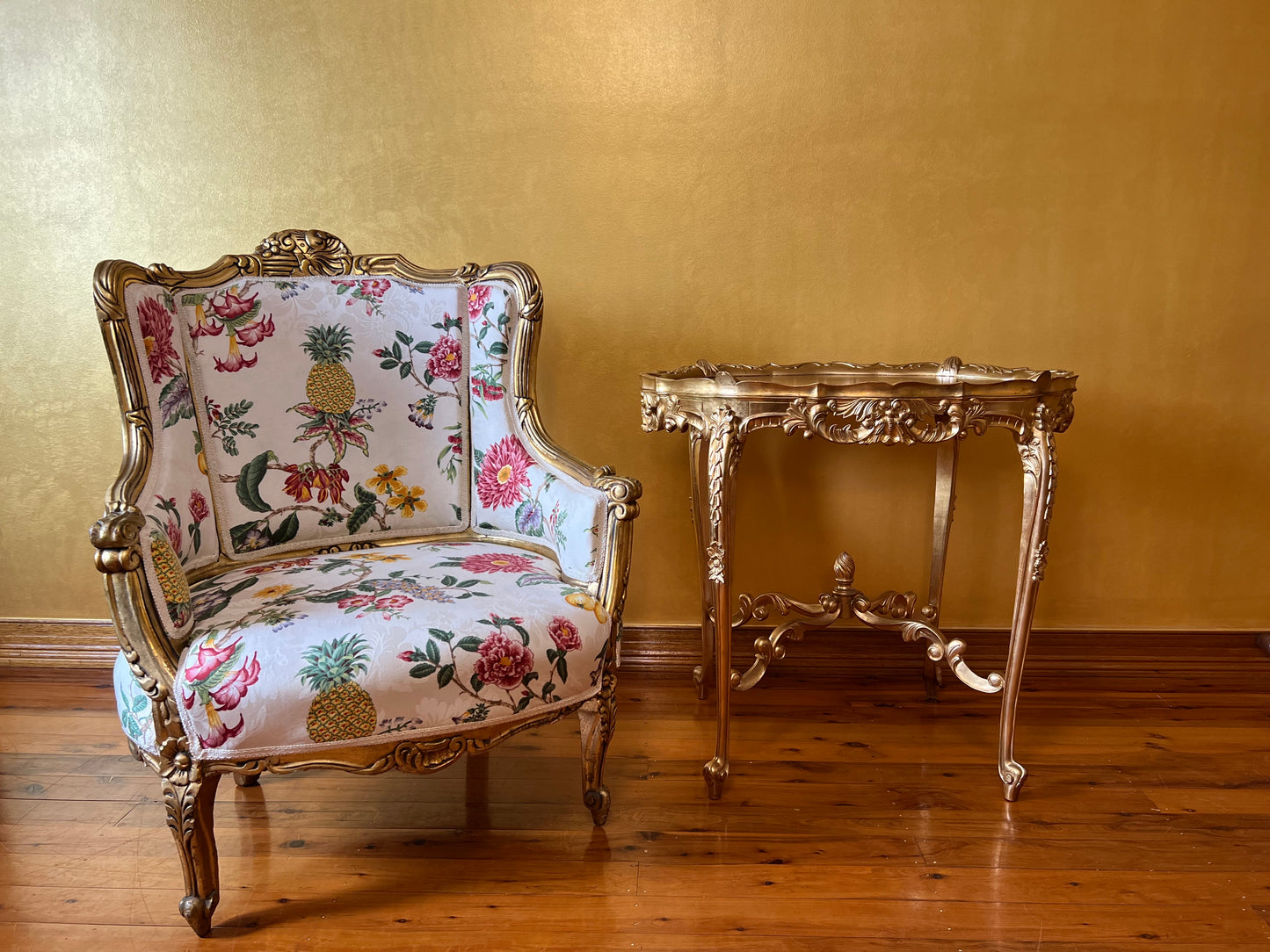 Antique French 24K Gold Gilt Six Piece Lounge & Bedroom Suite