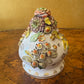 Antique Large Applied Flowers Hand-Painted Scene Twin Handles Vase Lid