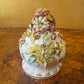 Antique Large Applied Flowers Hand-Painted Scene Twin Handles Vase Lid