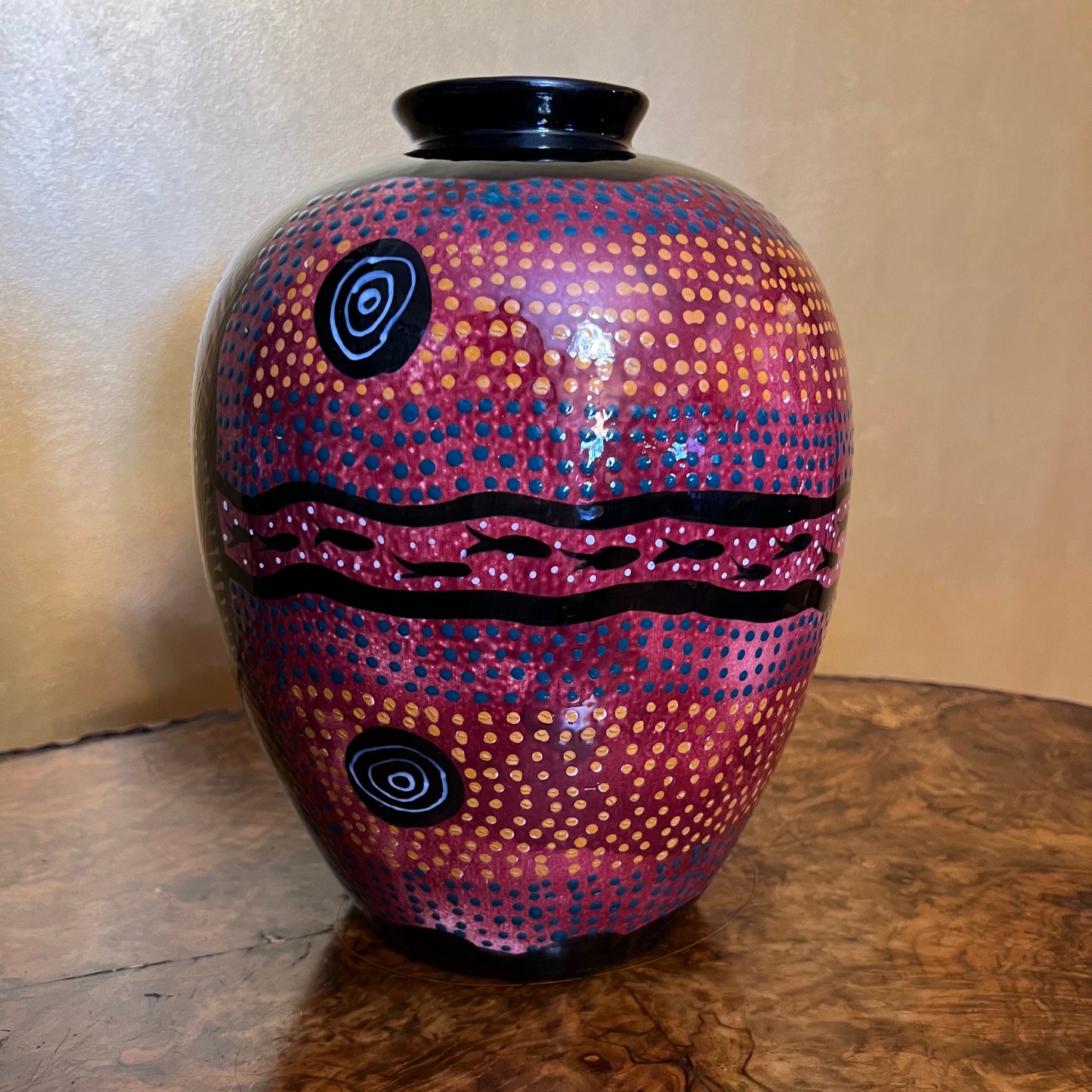Aboriginal Hand Painted Large Vase