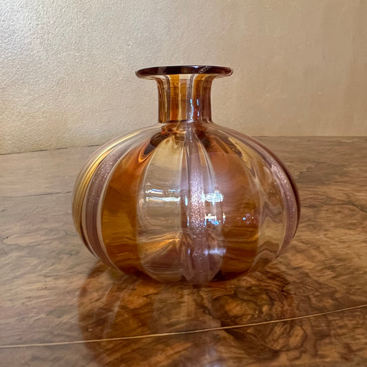 Vintage Glass Gold Tones Small Vase