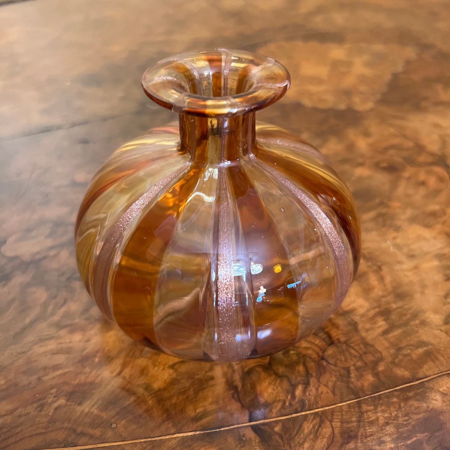 Vintage Glass Gold Tones Small Vase