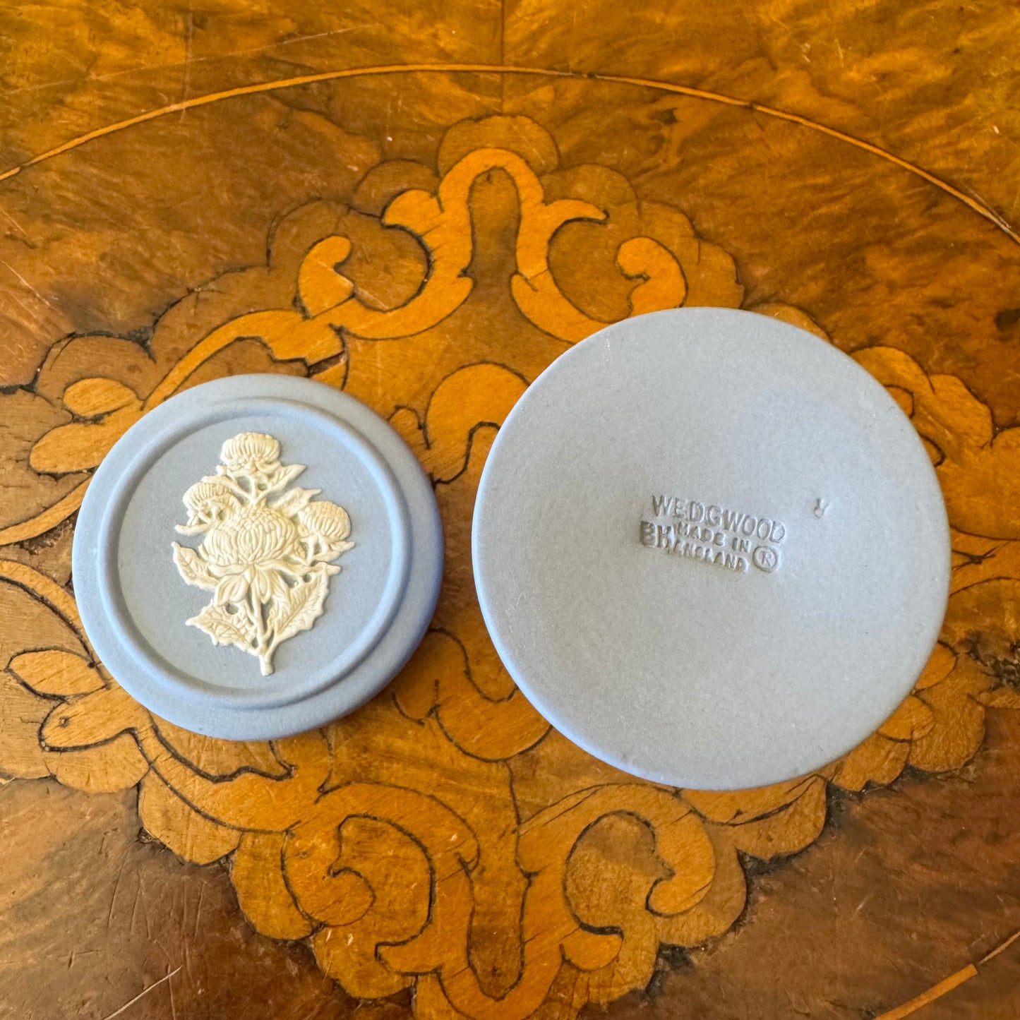 Limited Edition Wedgwood Blue Jasperware Waratah Miniature Trinket Box