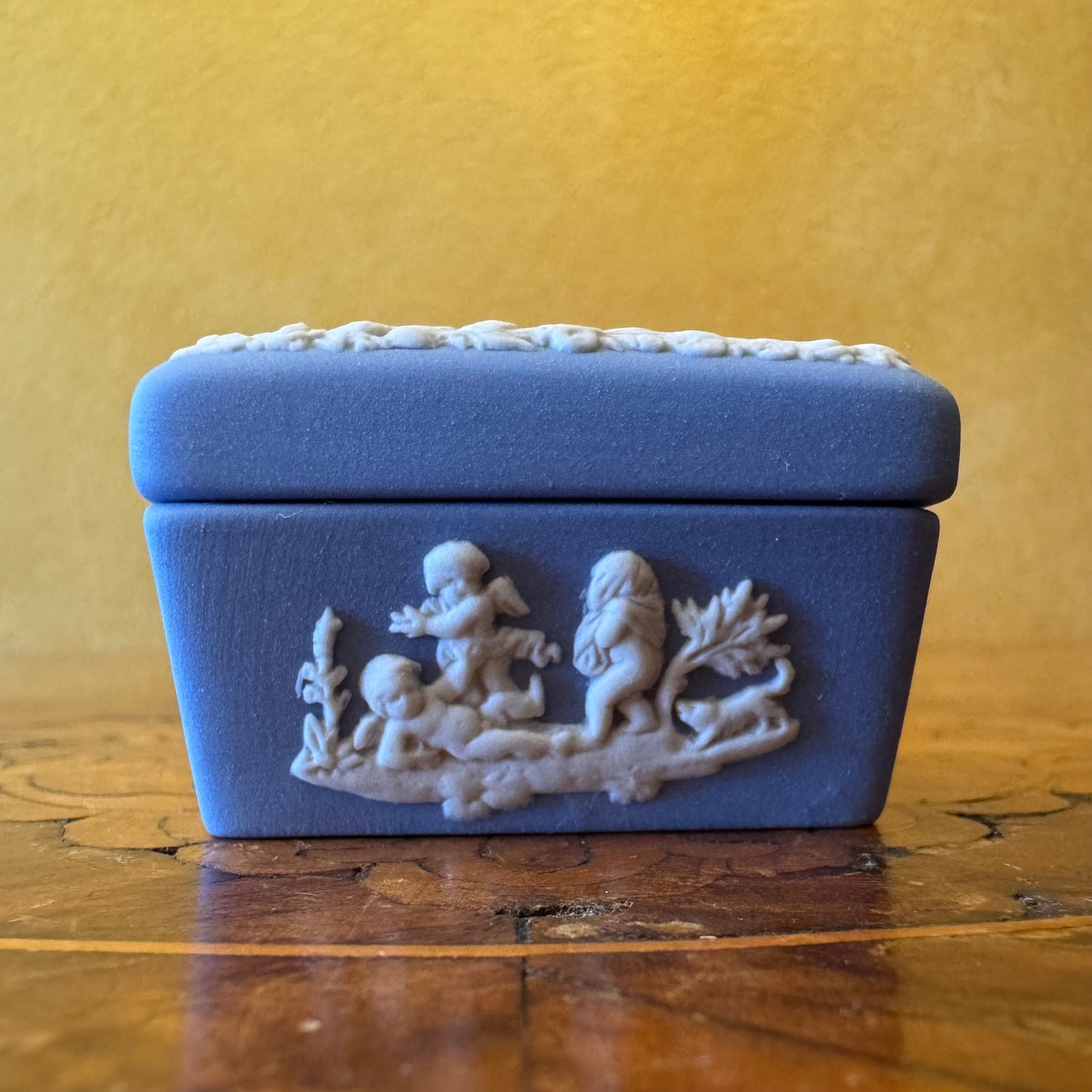 Vintage Wedgwood Blue Jasperware Rectangular Trinket Box