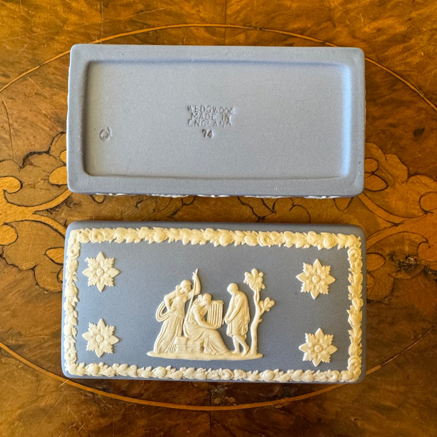 Vintage Wedgwood Blue Jasperware Rectangular Trinket Box