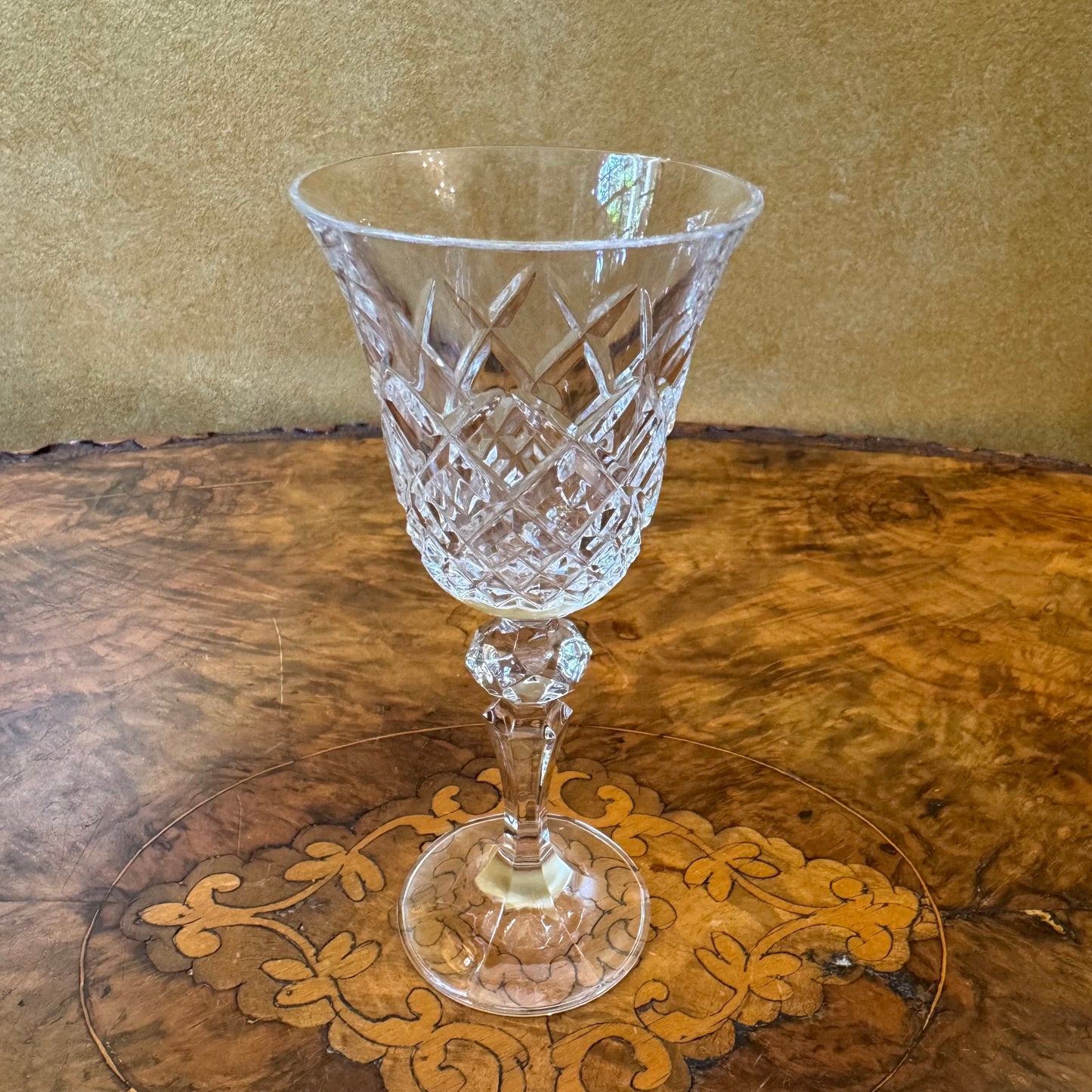 Vintage Crystal Diamond Cut Port Sherry Glasses Set Of Five