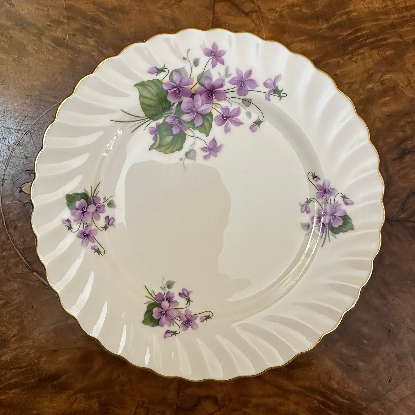 Vintage Queen Anne Violets Print Tea Cup Trio Set