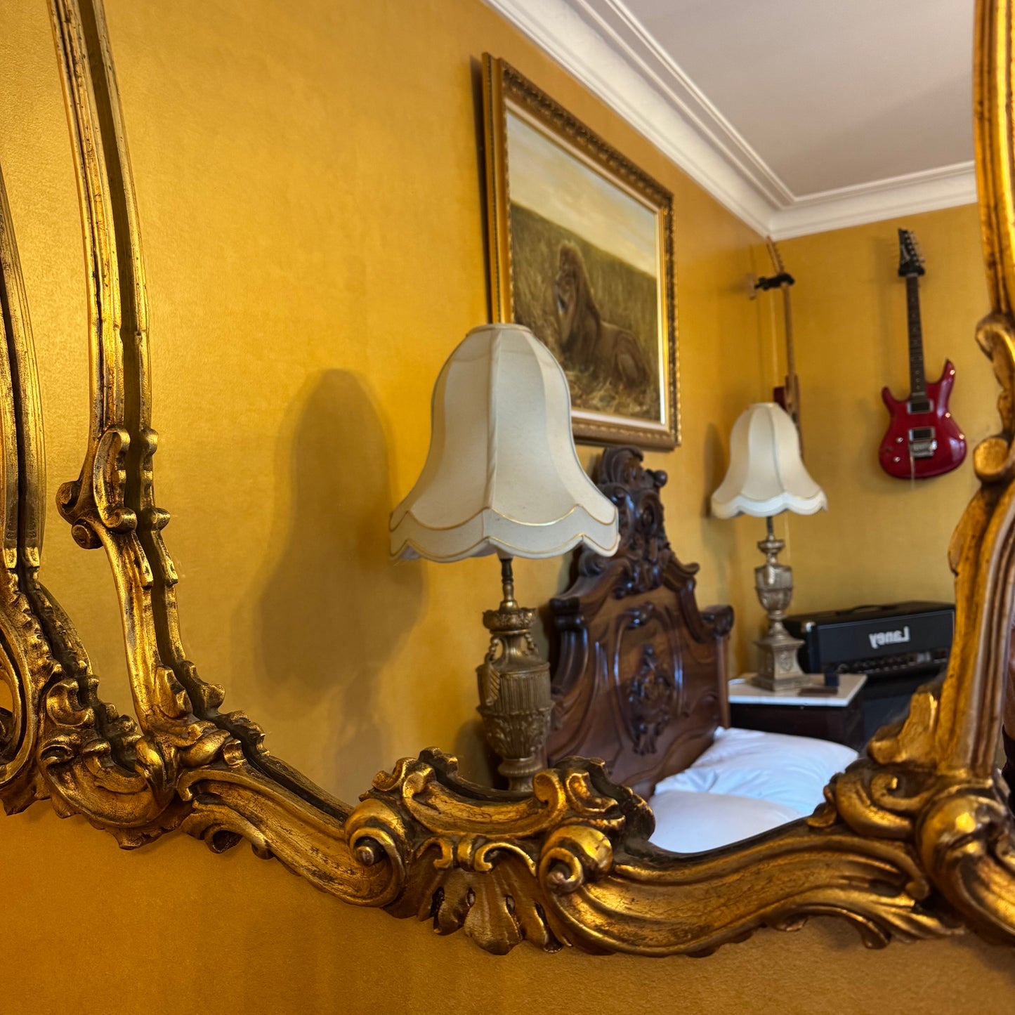 Antique Louis XV Rococo Style Gilt Wall Mirror