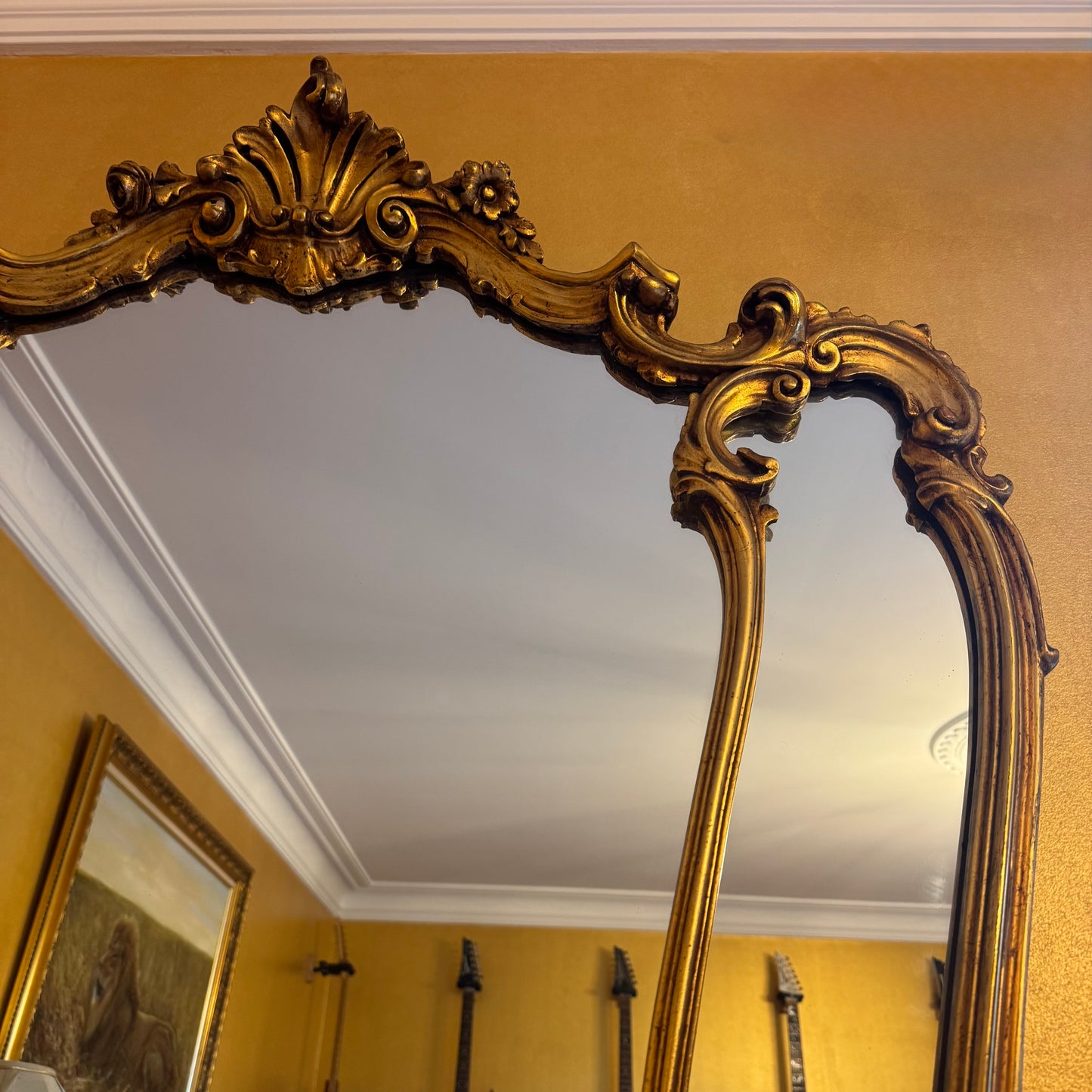 Antique Louis XV Rococo Style Gilt Wall Mirror