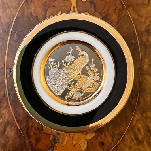Art Of Chokin 24KT Gold Peacock Small Plate