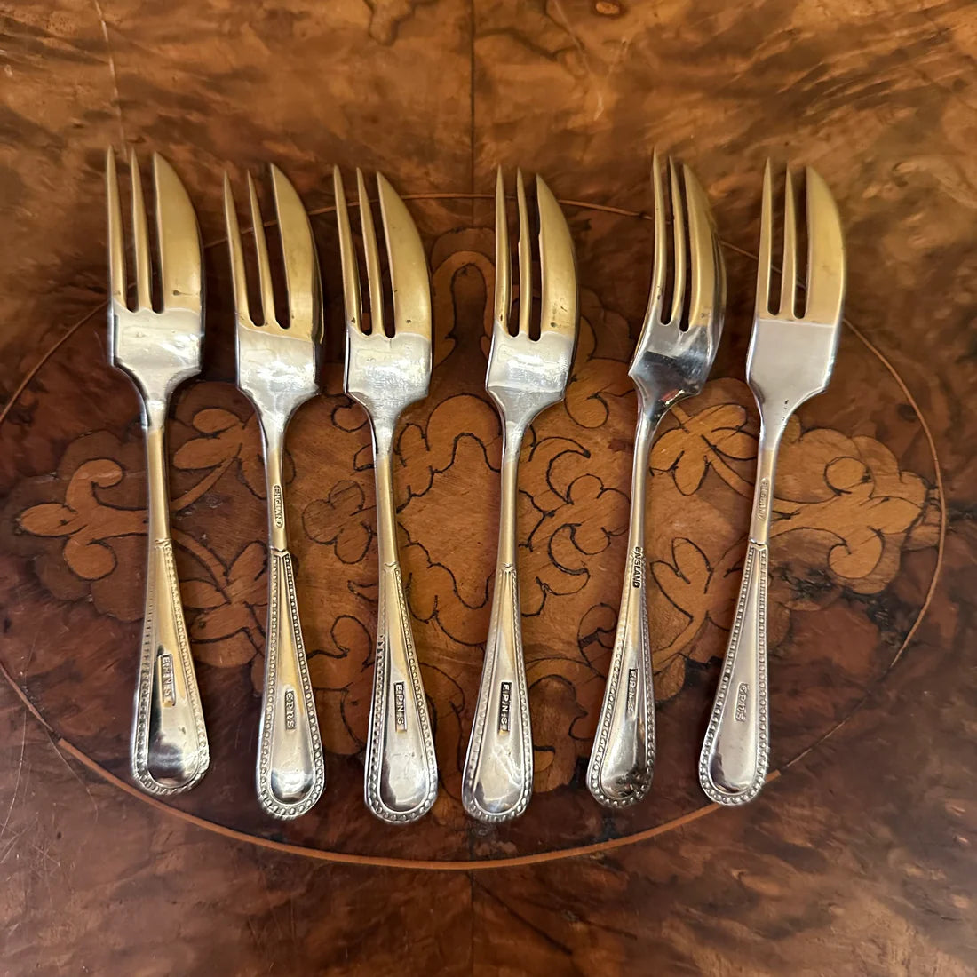 Vintage Silver Plated Dessert Forks Set Of Six