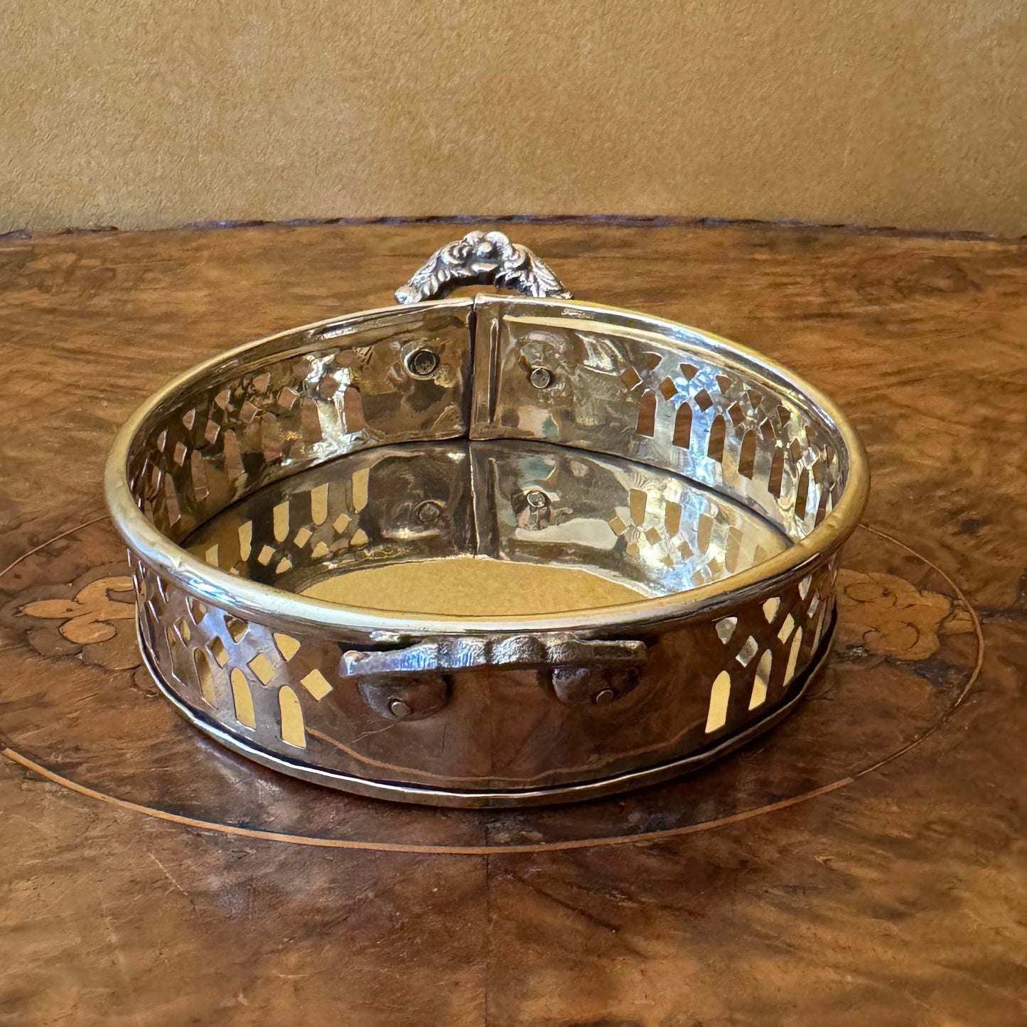Vintage Brass Cutout Round Trinket Tray
