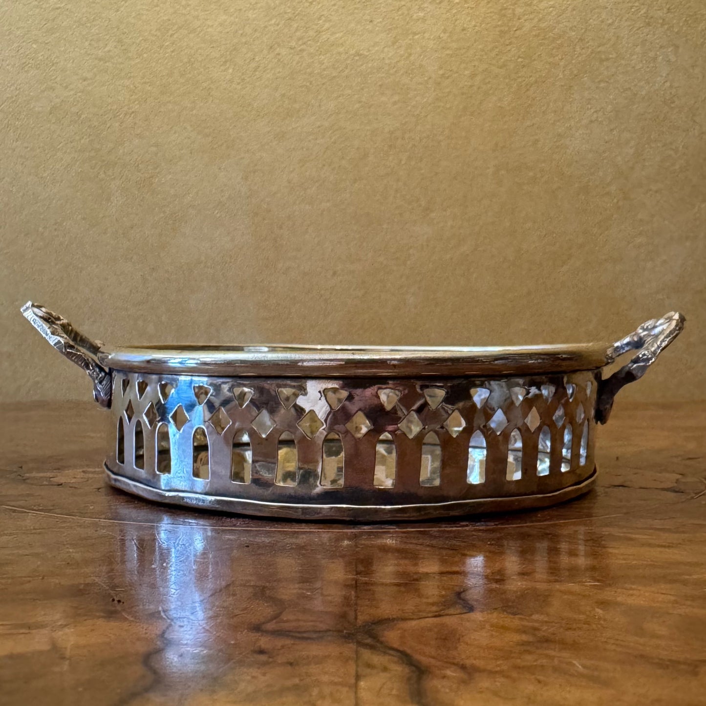 Vintage Brass Cutout Round Trinket Tray