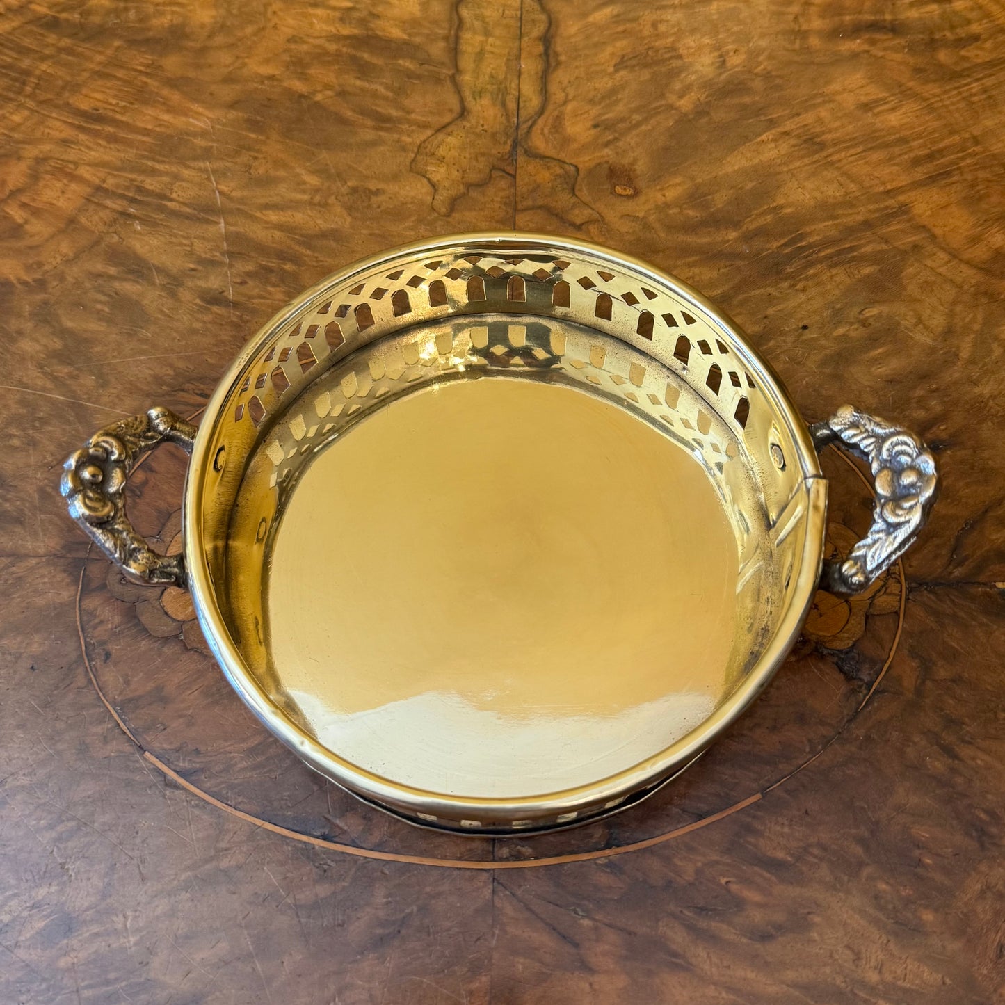Vintage Brass Cutout Round Trinket Tray