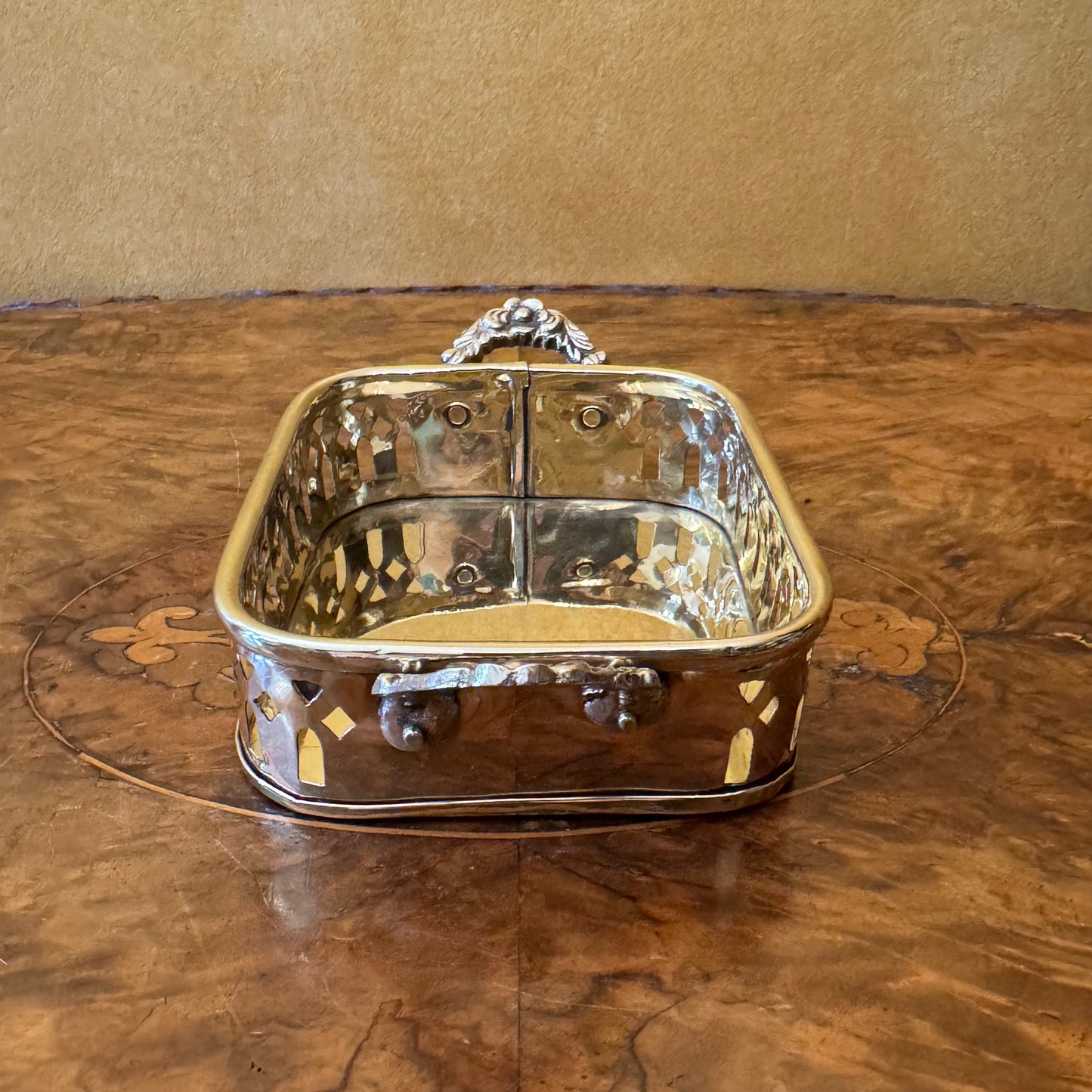 Vintage Brass Cutout Rectangle Trinket Tray