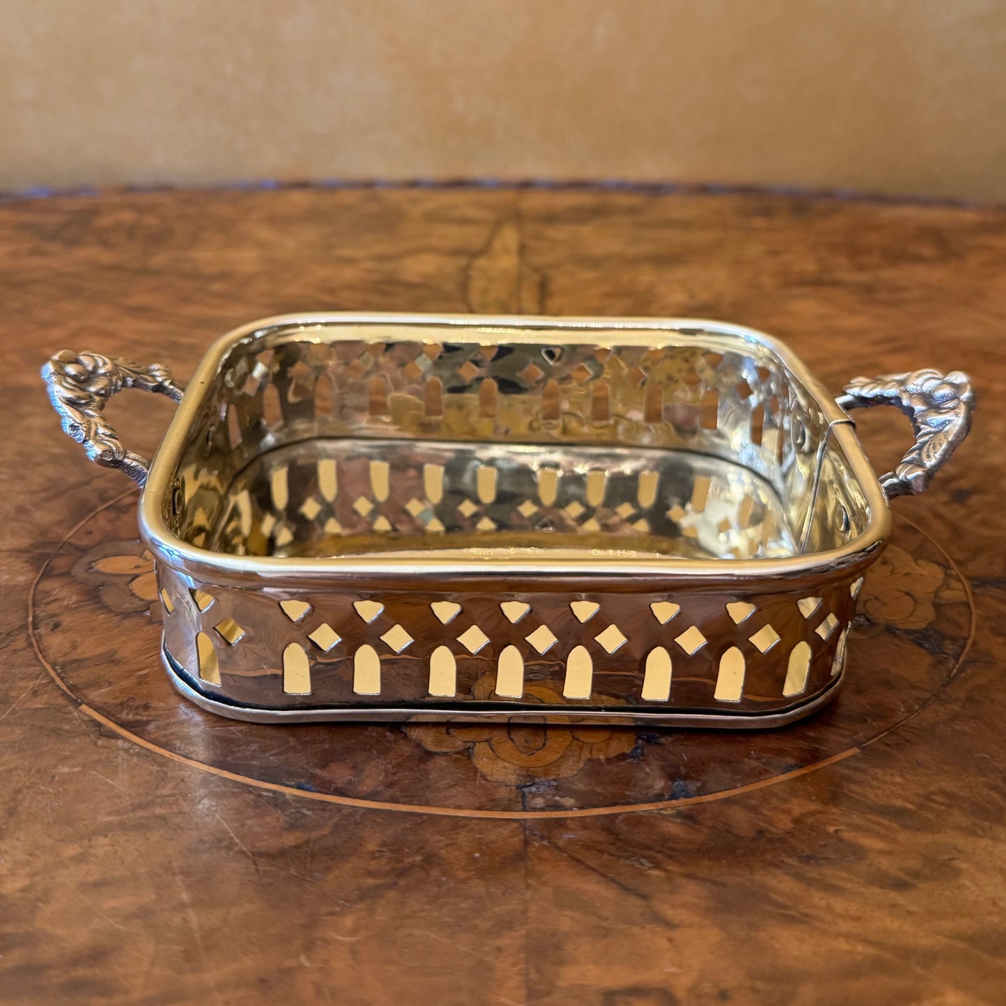 Vintage Brass Cutout Rectangle Trinket Tray