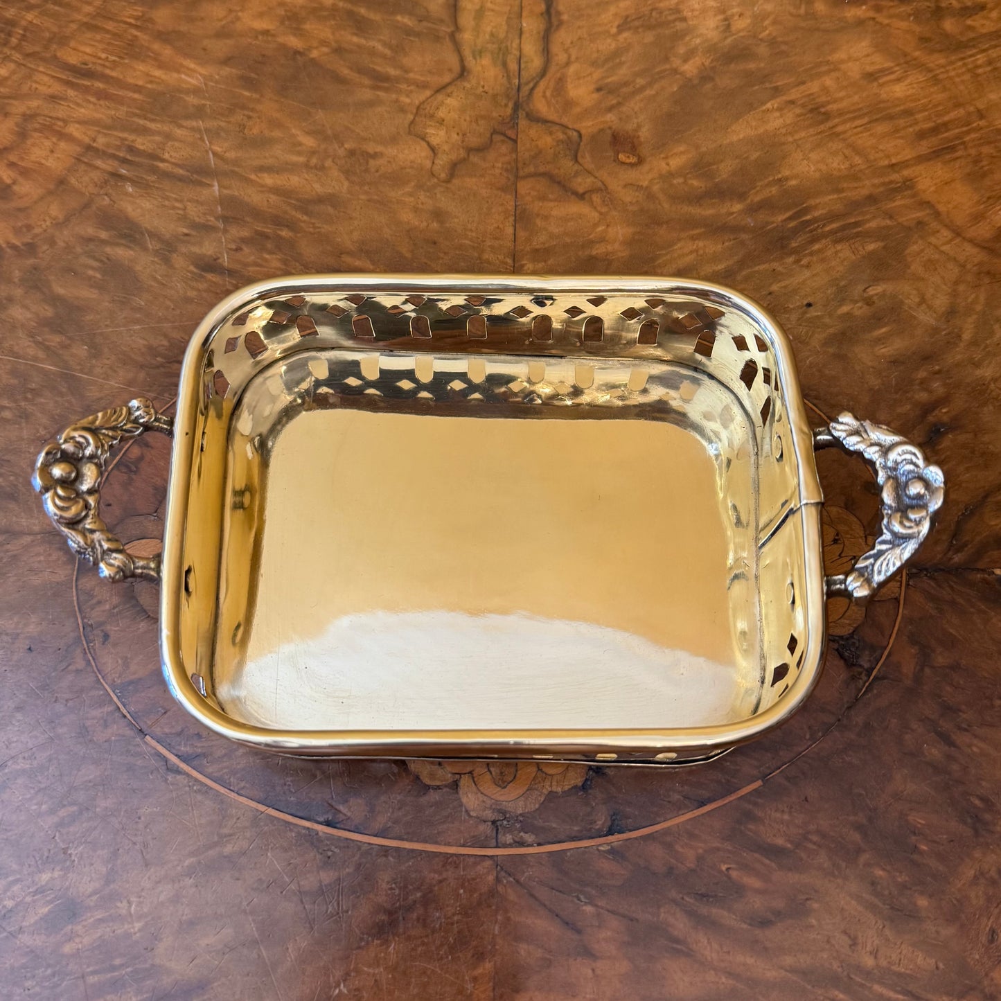 Vintage Brass Cutout Rectangle Trinket Tray