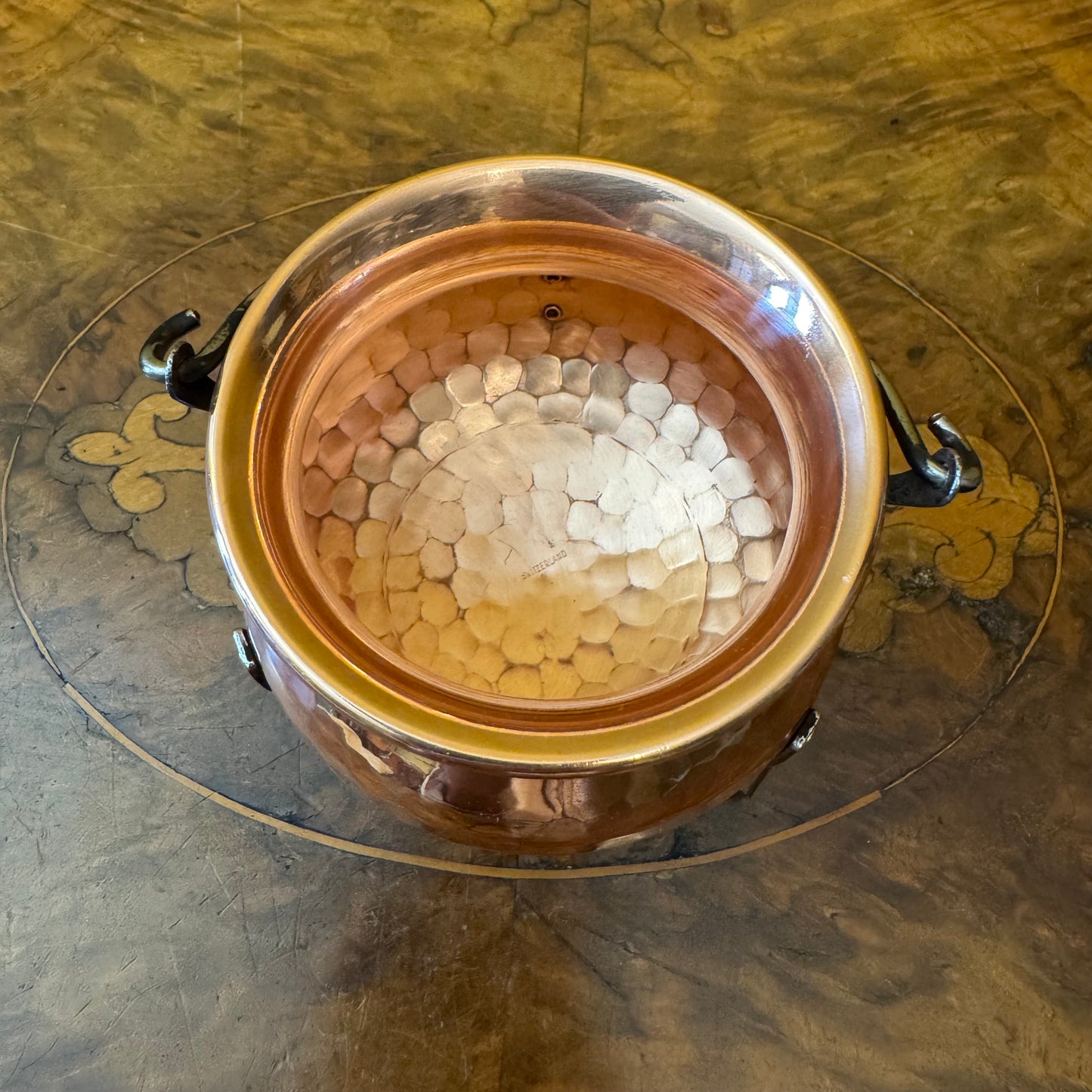 Vintage Swiss Copper Small Cauldron Pot