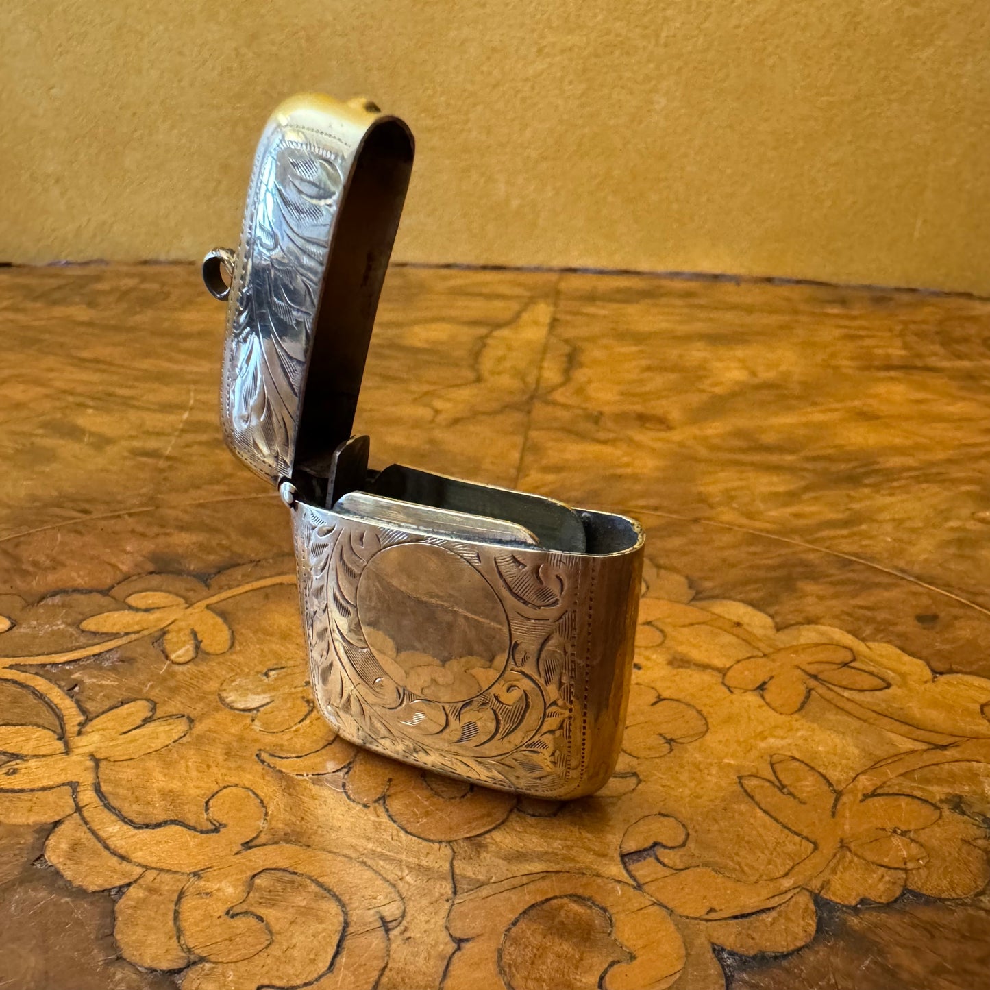 Antique Brass Engraved Vesta Case