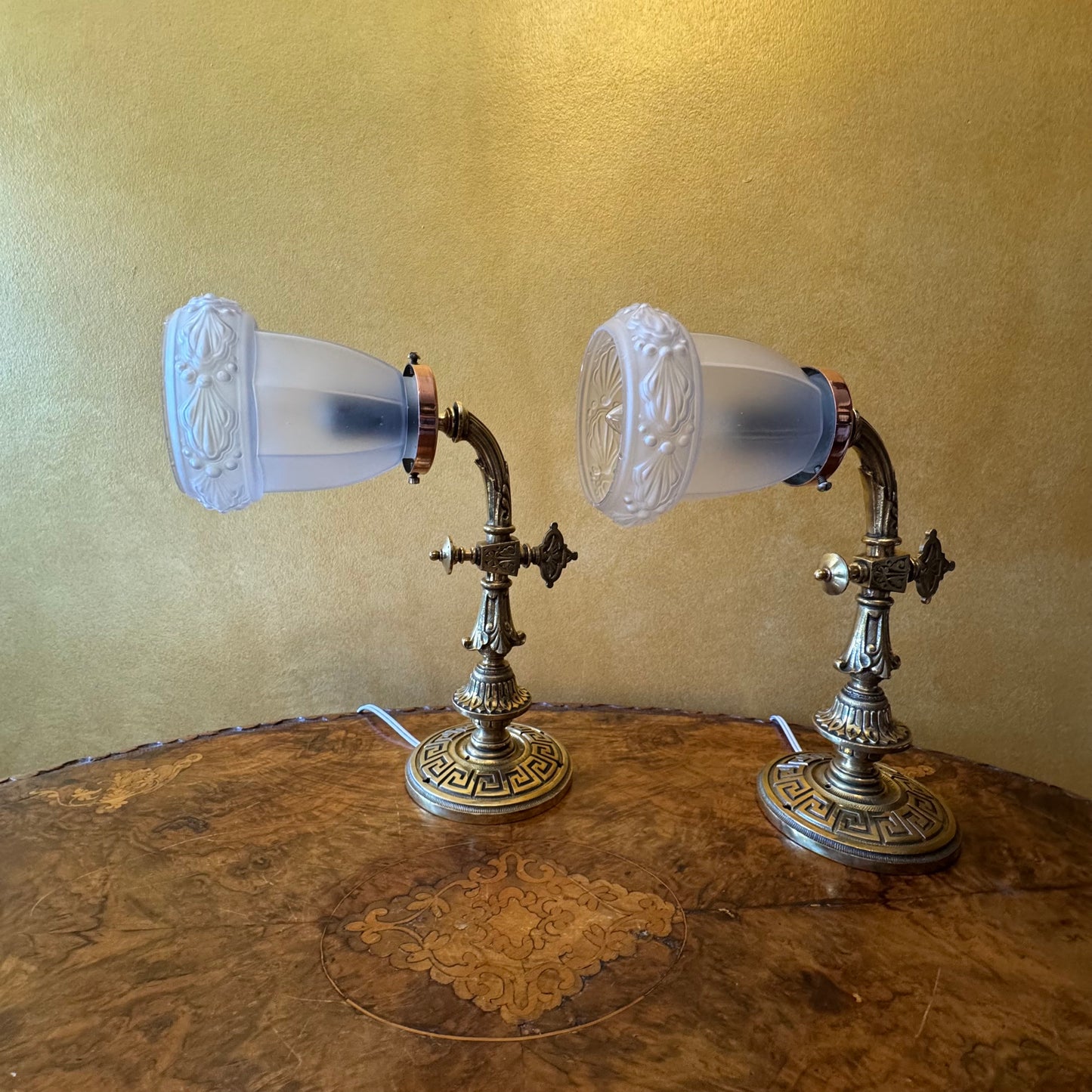 Antique Brass Wall Scone Lights Pair