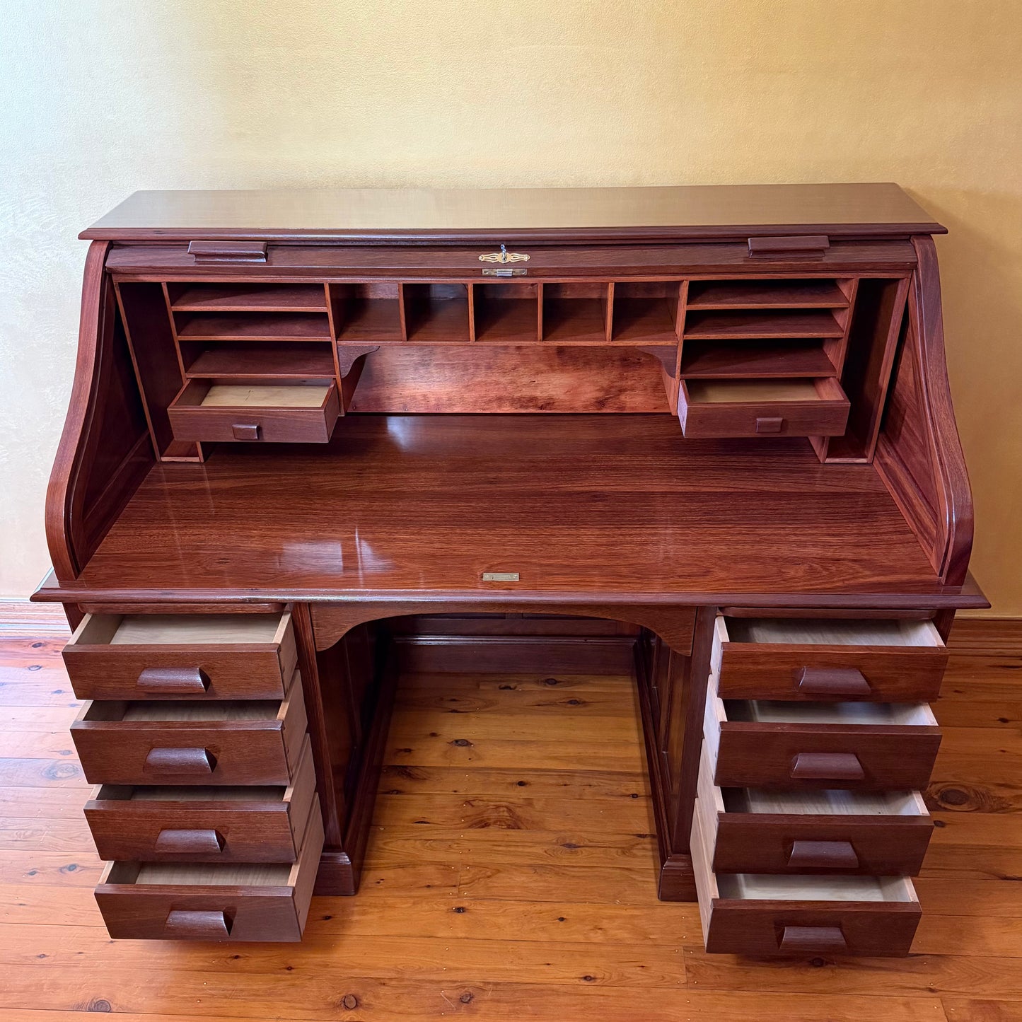 Antique Mahogany Roll Top Large Desk