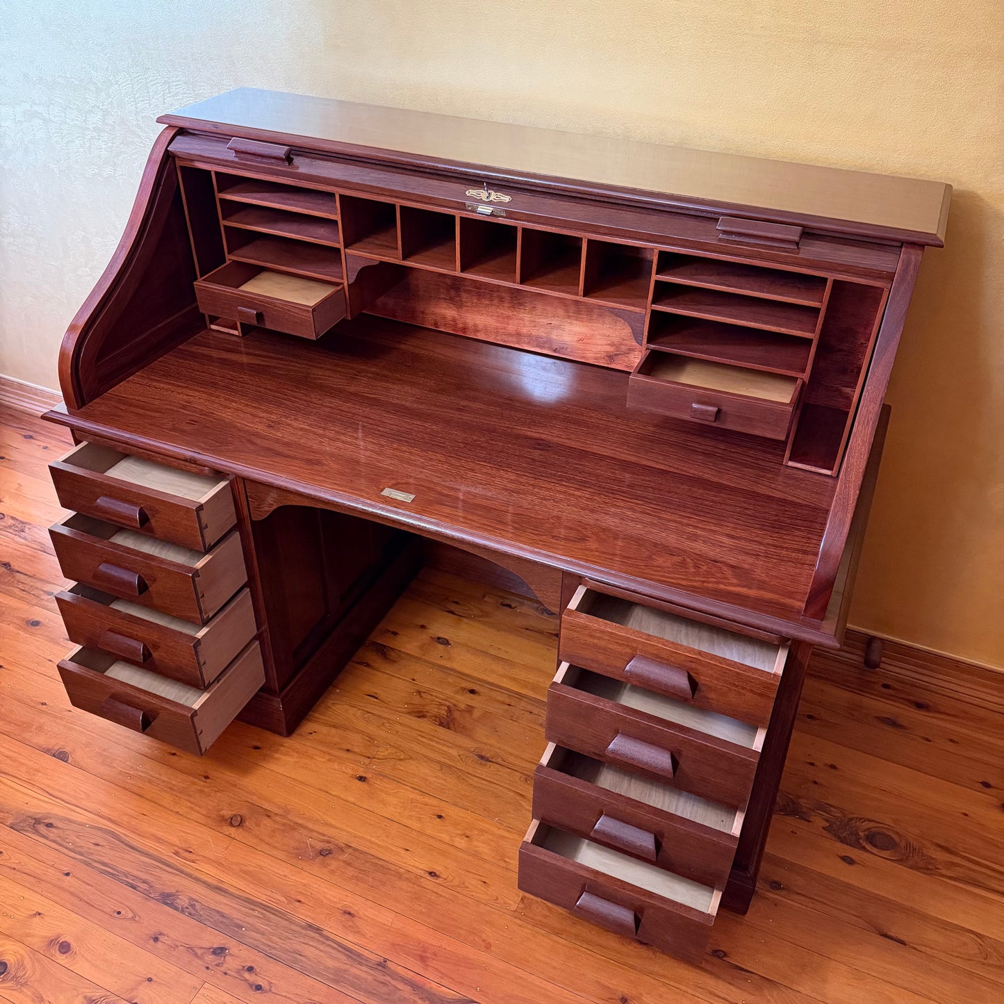 Antique Mahogany Roll Top Large Desk