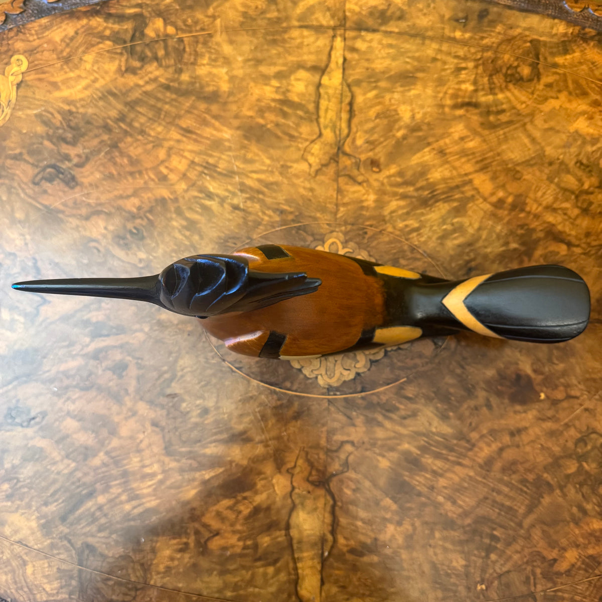African Hoopoe Feathers Wooden Bird Figurine Limited Edition 918/2000