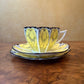 Exceptionally Rare Shelley Queen Anne Garland Of Flowers In The Yellow Tea Cup Trio Set