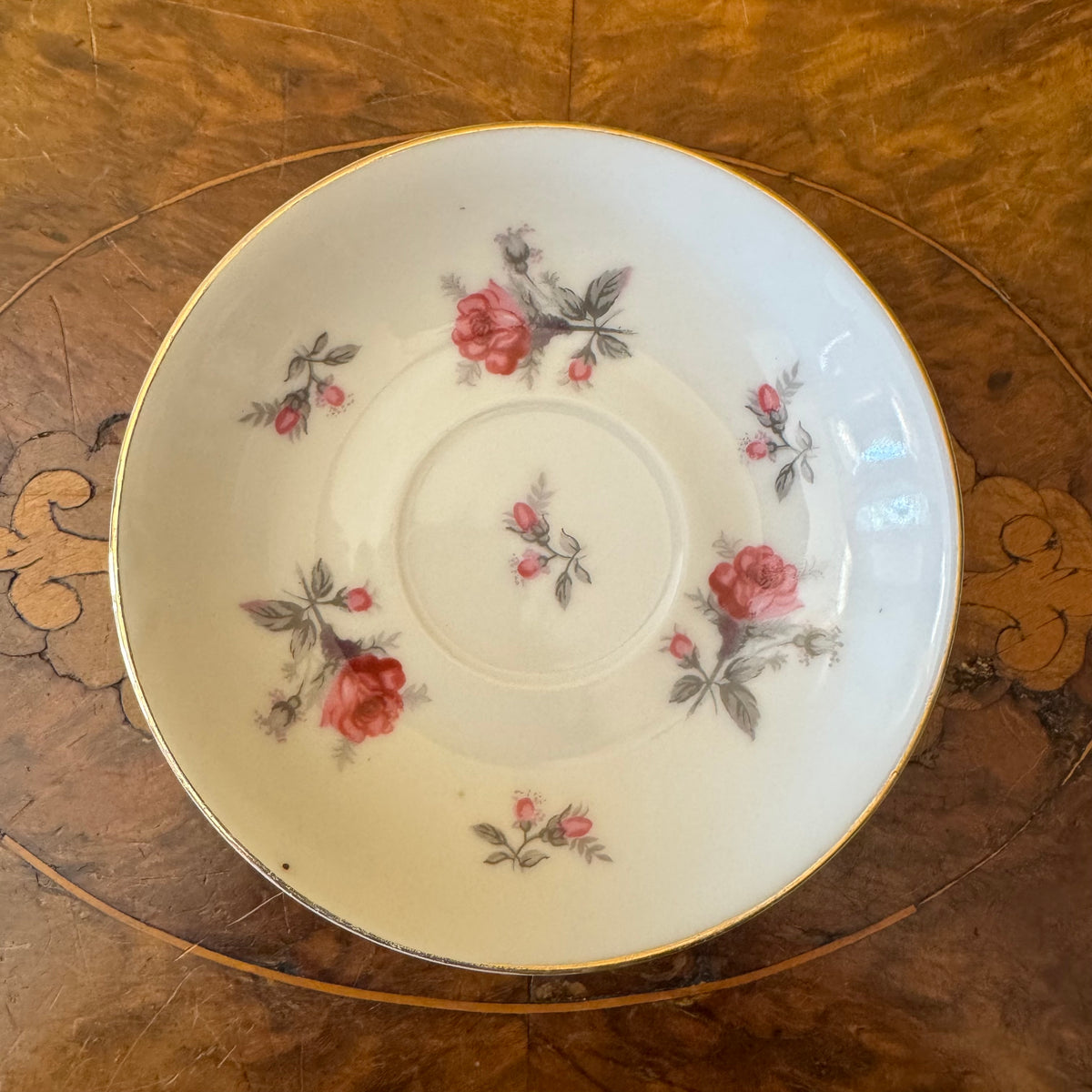 Vintage Superior Quality Floral Print Demitasse Saucer