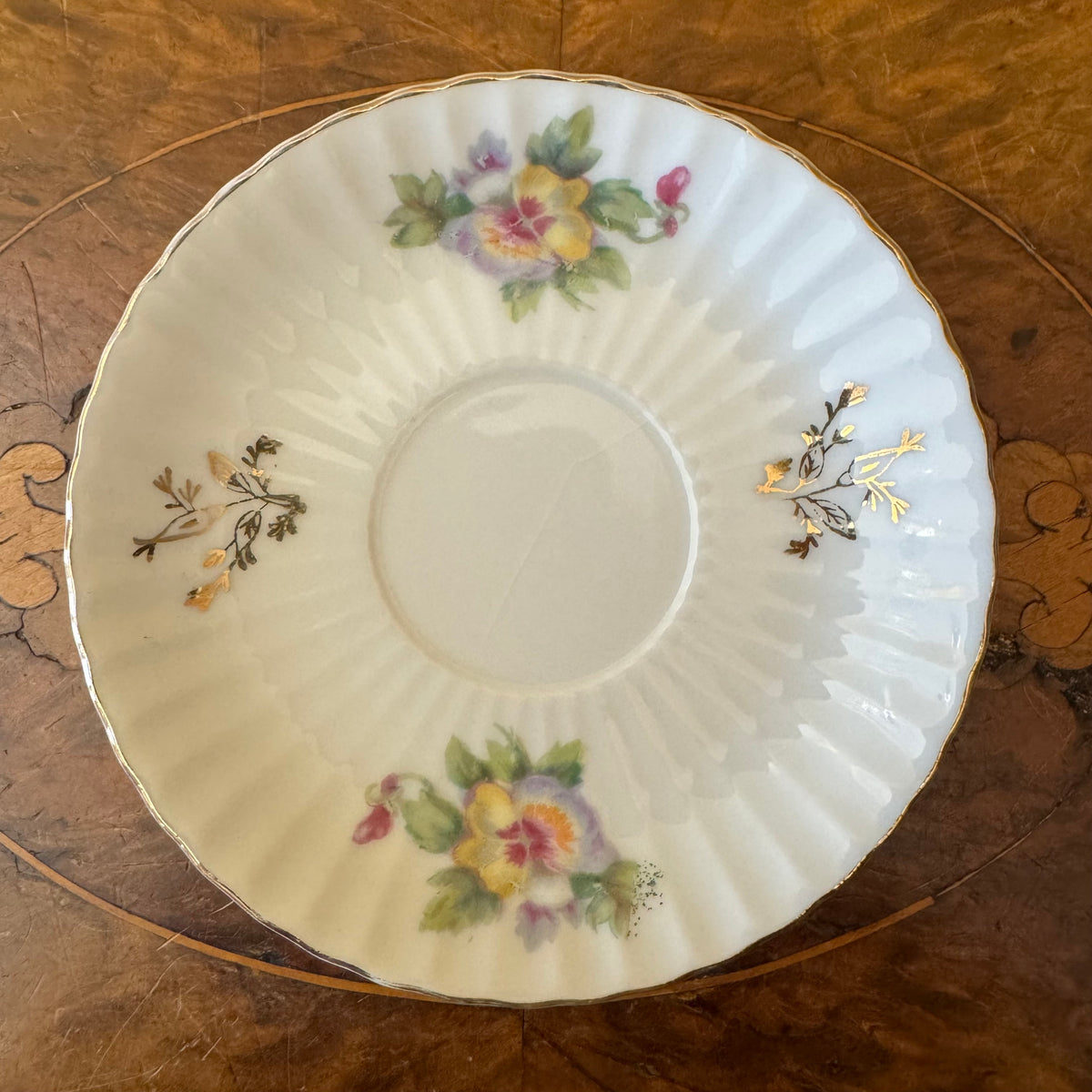 Vintage Floral Print Demitasse Coffee Saucer