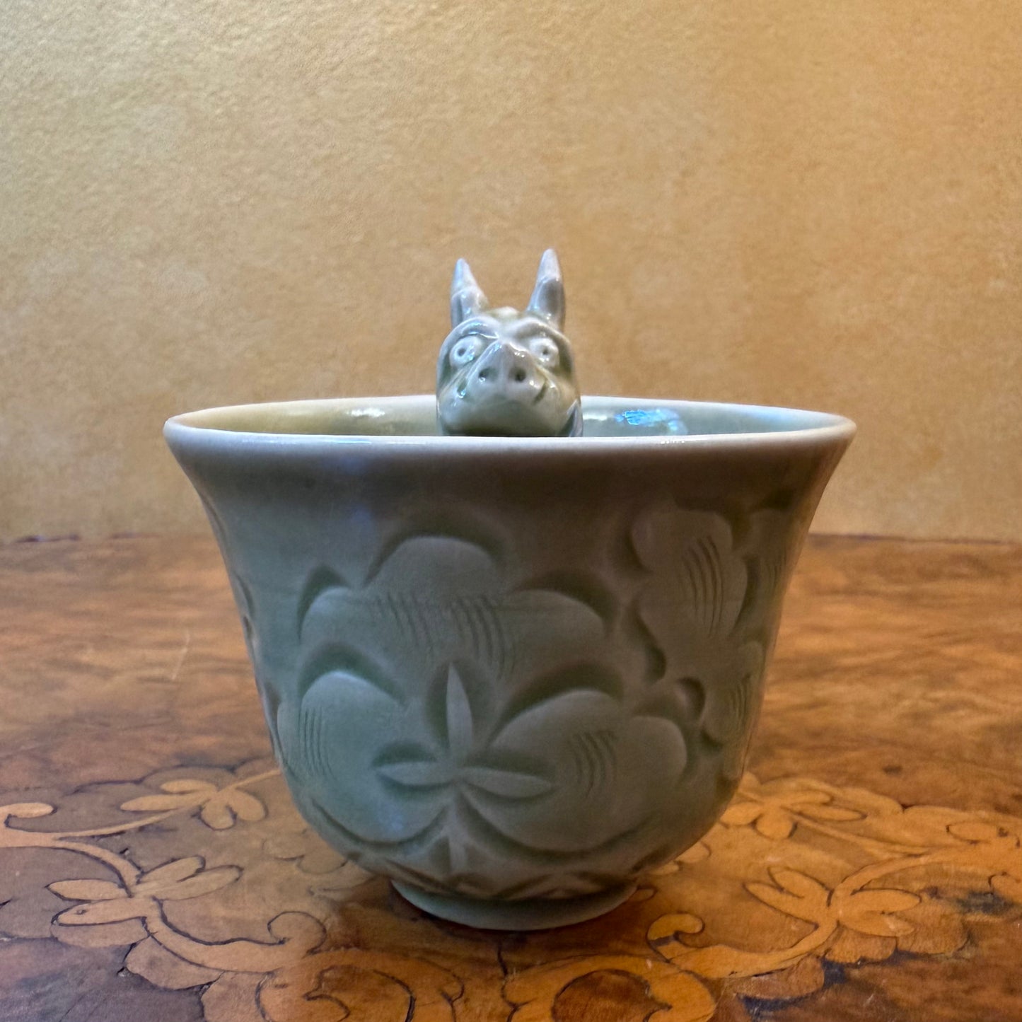 Chinese Porcelain Yao State Kiln Stereoscopic Dragon Head Cup