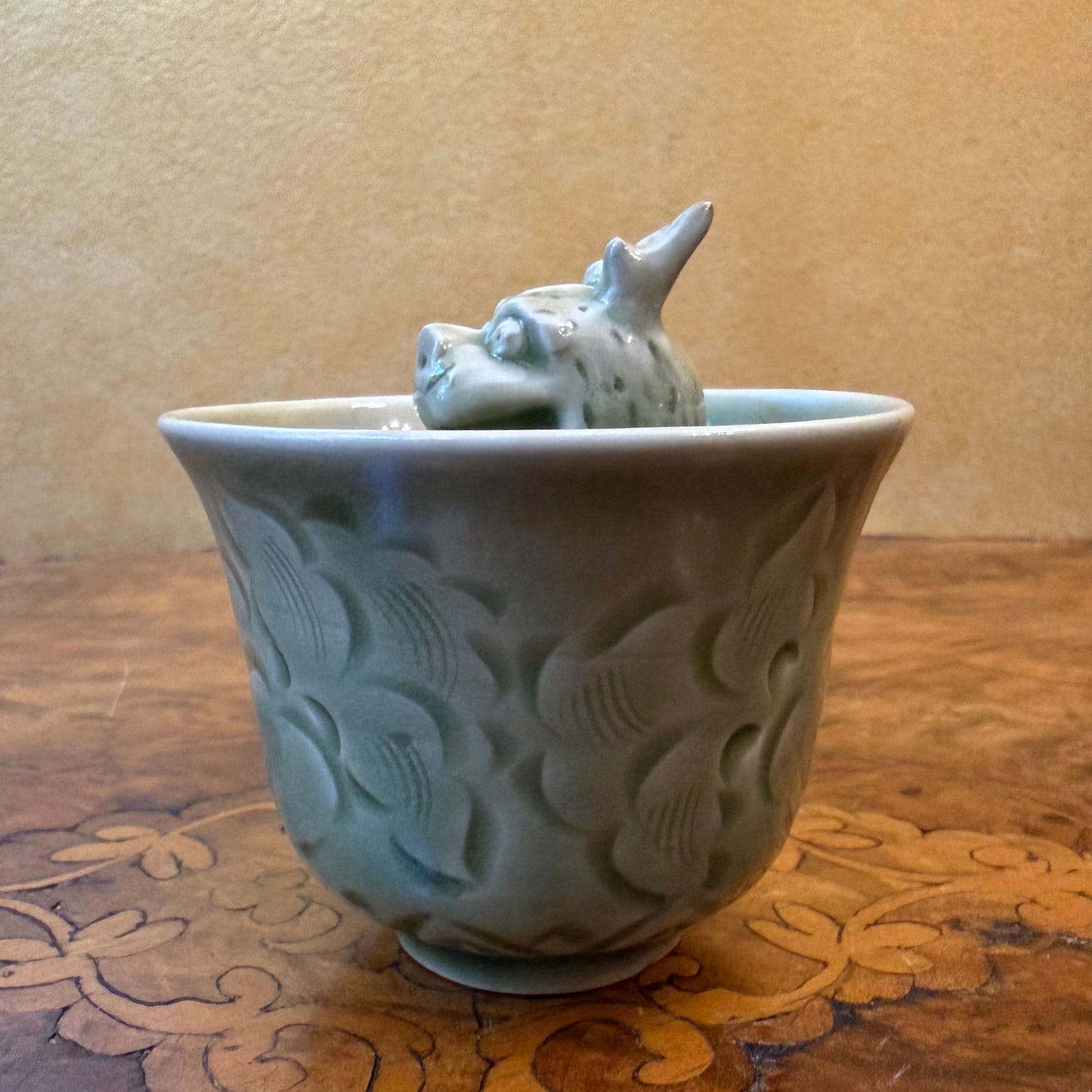 Chinese Porcelain Yao State Kiln Stereoscopic Dragon Head Cup