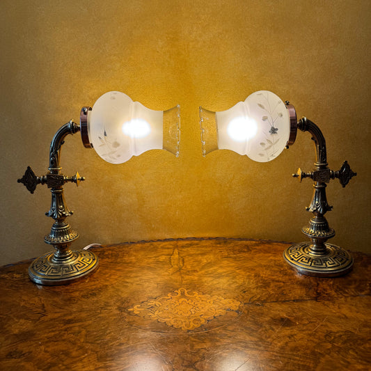 Antique Brass Wall Scone Lights Pair