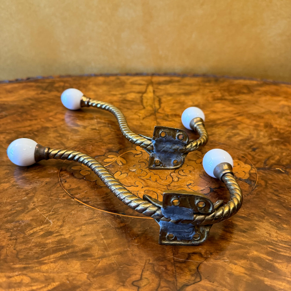 Vintage Metal Coat Hooks Pair