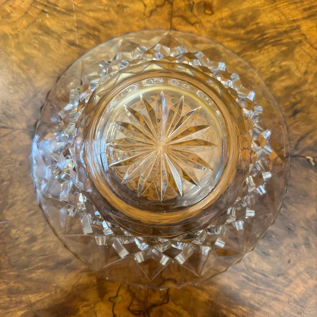 Vintage Crystal Cut Display Bowl