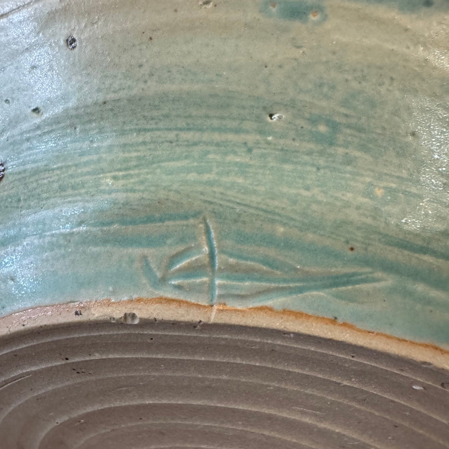 Vintage Green Pottery Candle Incense Holder Bowl