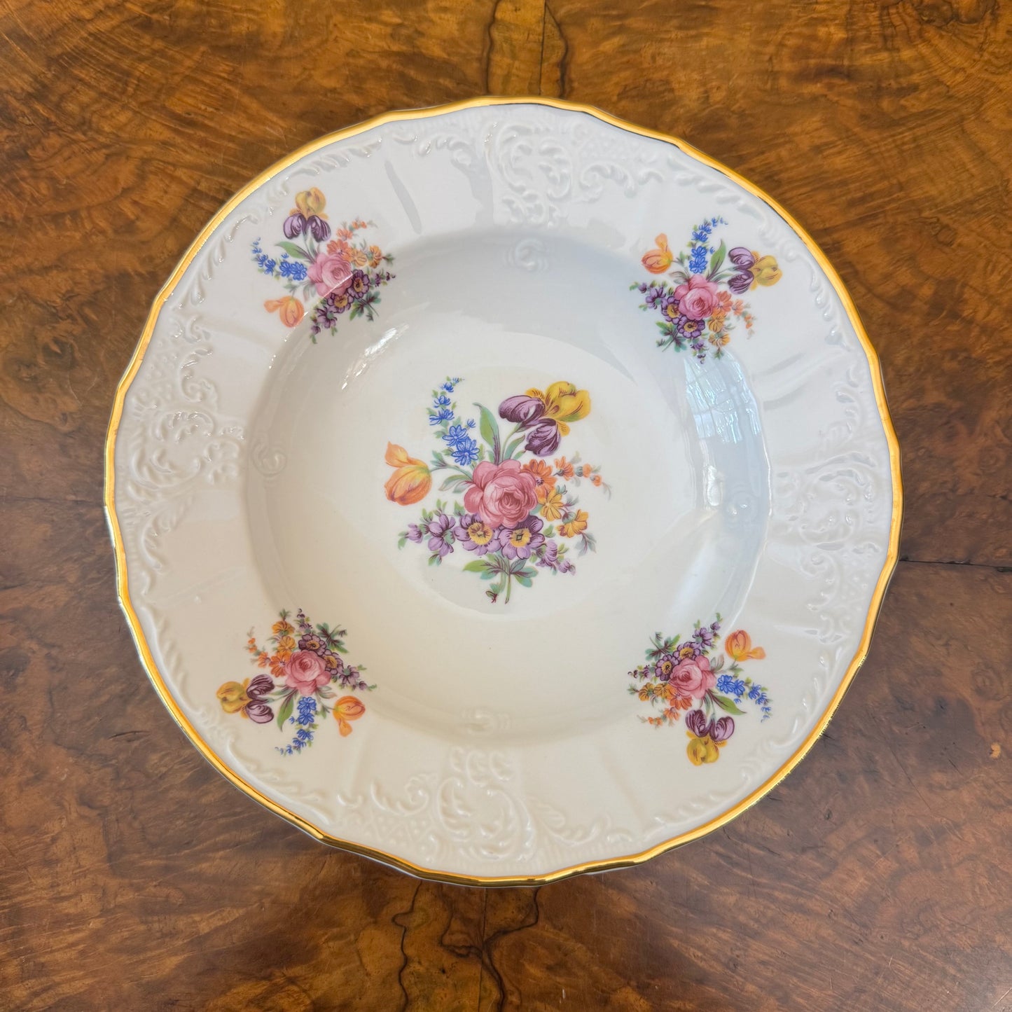 Vintage LC Bernadotte Floral Gold Trim Dessert Bowl