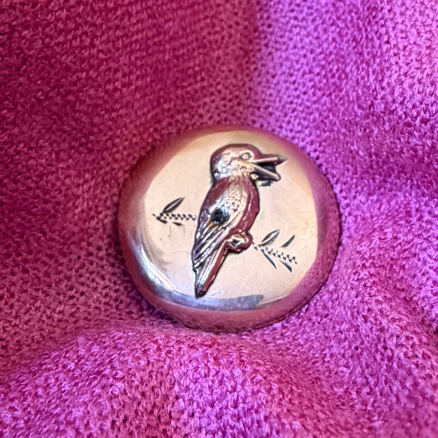 Antique 9ct Rose Gold Plated Kookaburra Brooch