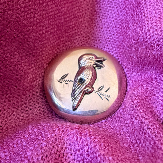 Antique 9ct Rose Gold Plated Kookaburra Brooch