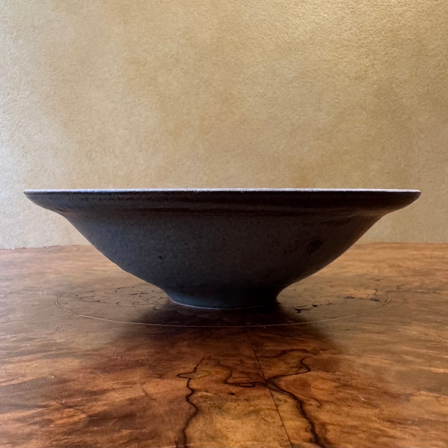 Vintage Pottery Green Brown Display Bowl
