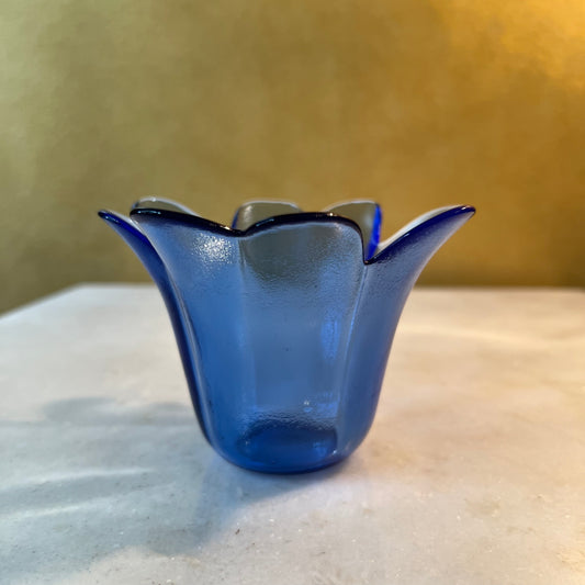 Blue Glass Flower Bowl Dish