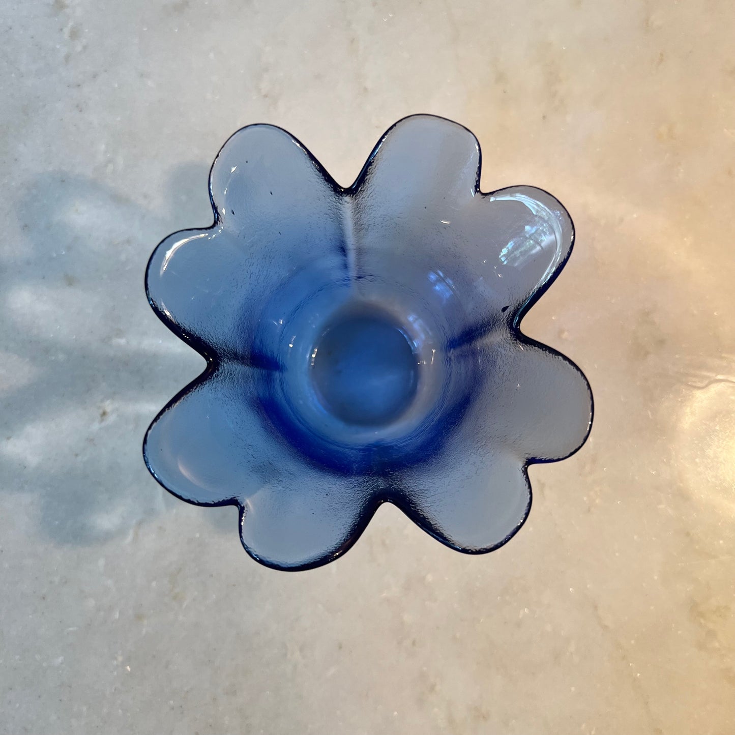 Blue Glass Flower Bowl Dish