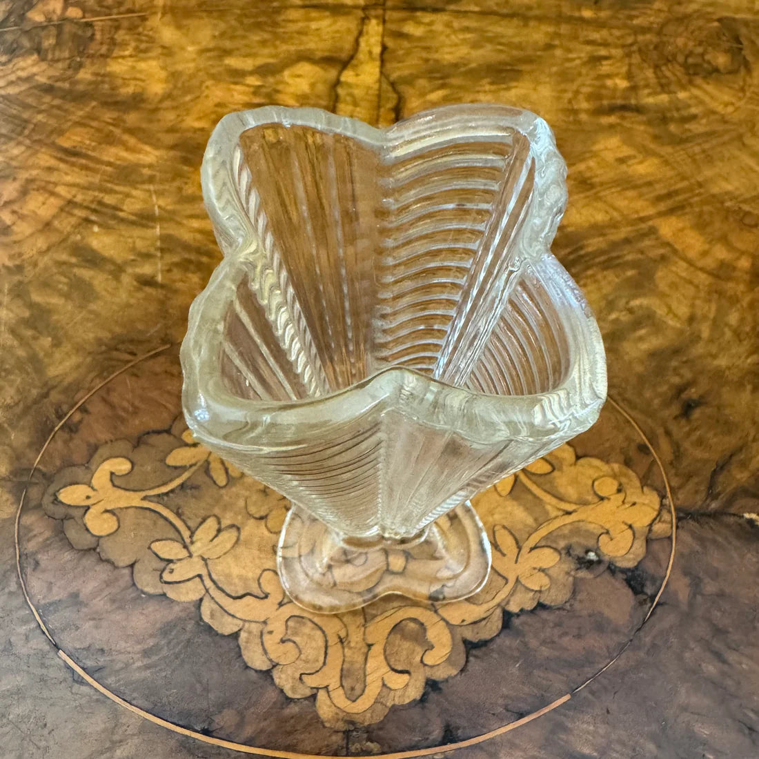 Vintage Stripe Design Glass Vase