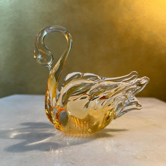 Chalet Art Glass Gold Swan
