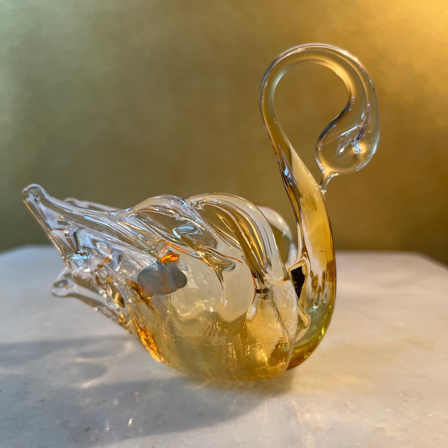 Chalet Art Glass Gold Swan